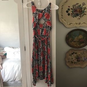 Anthropologie Lilka Floral Roses Hanky Hem Dress